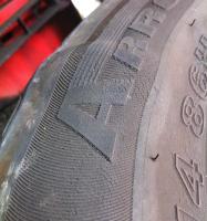 Bulging tyre caused by impact